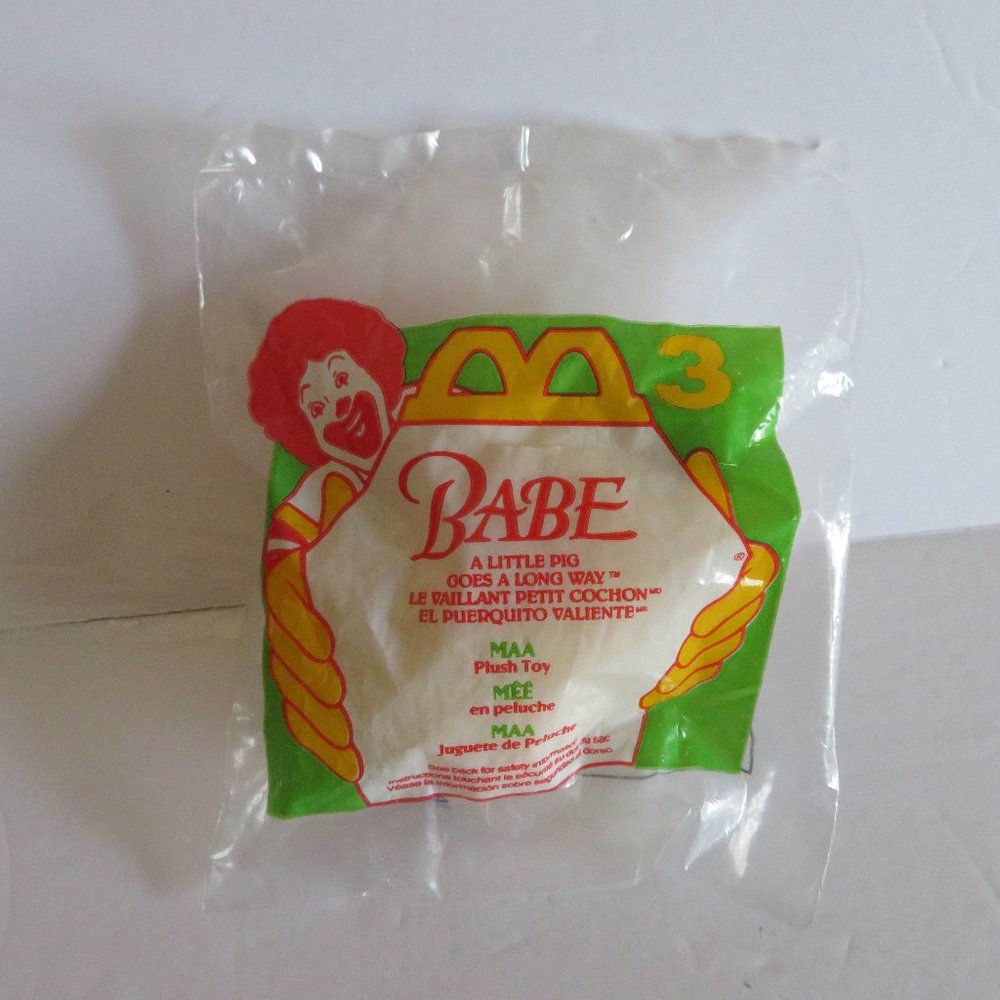 Mcdonald's Vintage1995 Happy Meal Toy, BABE #3 MAA Sheep Plush Toy, New in Bag - Picture 1 of 3